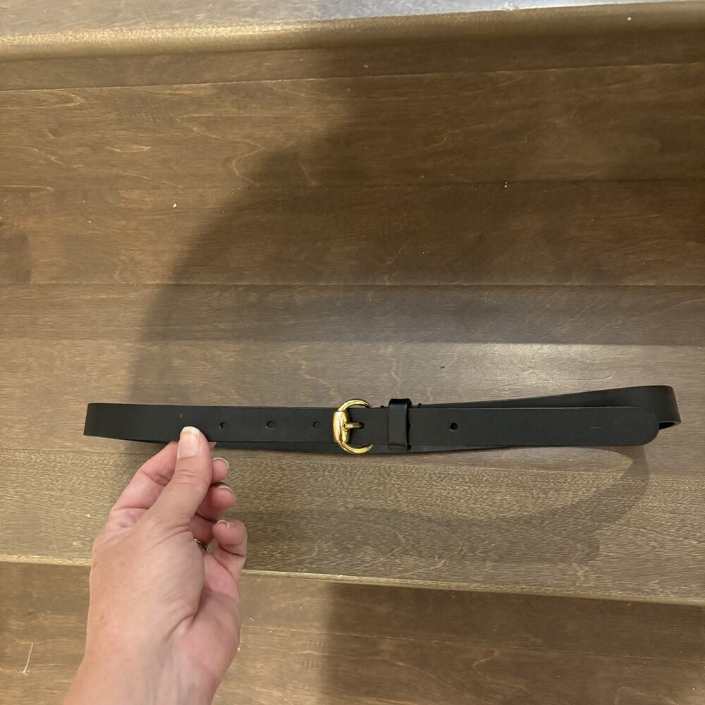 Gucci Black Leather Belt Women Size 80 US 32 Gold Horsebit Buckle Italy Classic - Picture 2 of 15